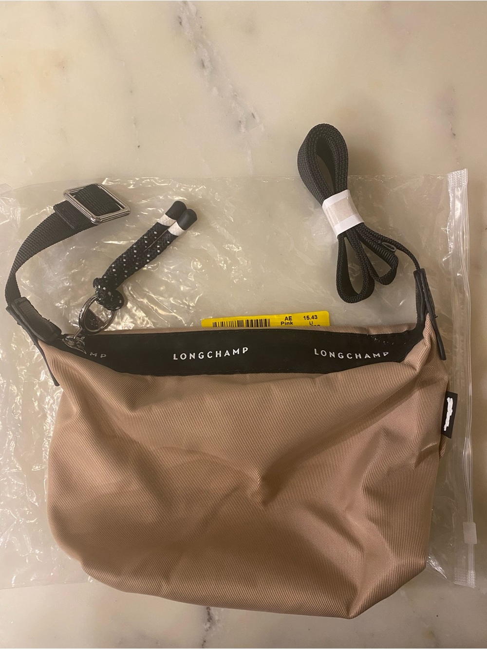 Longchamp Beige/Tan Men's Belt Bag with Black Trim